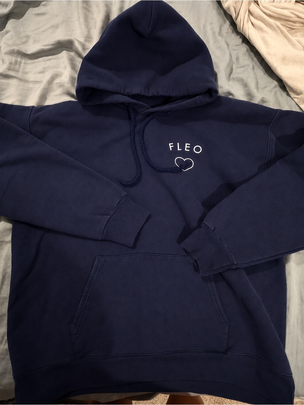 Fleo Navy Hoodie with Heart Logo